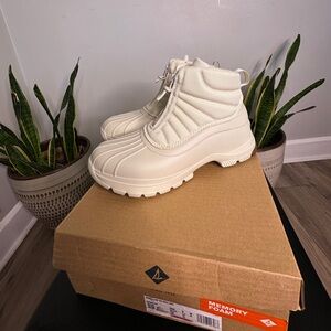 Cream Ankle Boots with Memory Foam